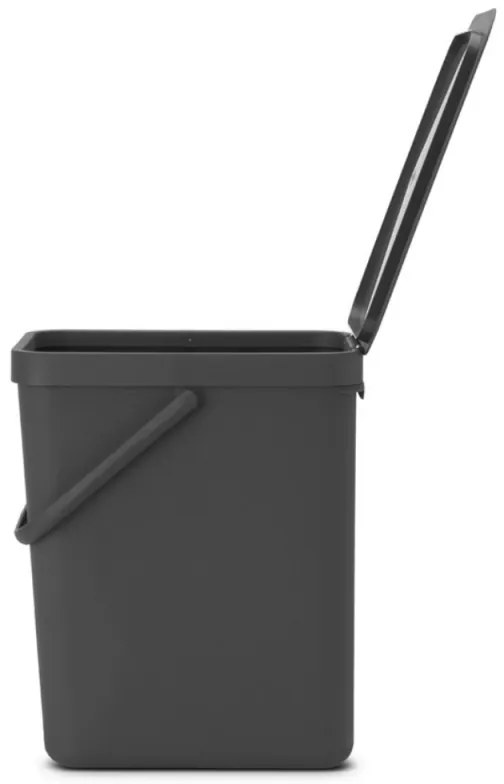 Кош за разделно събиране на боклук Brabantia Sort&Go 1003237, 25 л, Дръжка, Възможност за стенен монтаж, Тъмносив