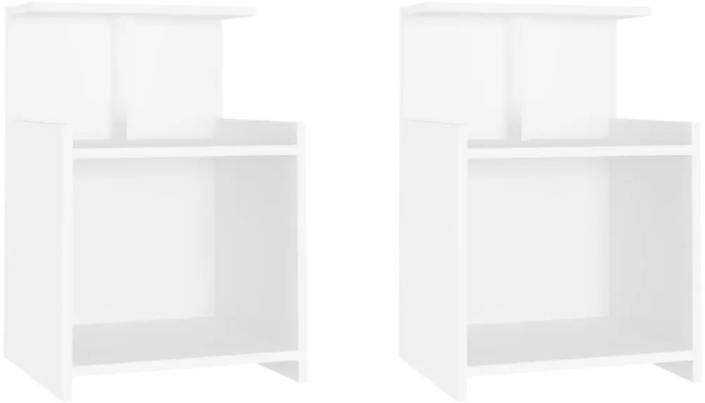 806176 vidaXL Нощни шкафчета, 2 бр, бели, 40x35x60 см, инженерно дърво