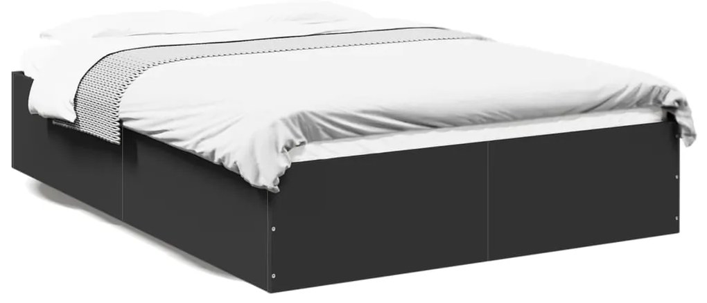 3281022 vidaXL Рамка за легло, черна, 120x200 см, масивно дърво