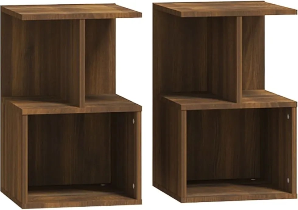 815188 vidaXL Нощно шкафче, 2 бр, кафяв дъб, 35x35x55 см, инженерно дърво
