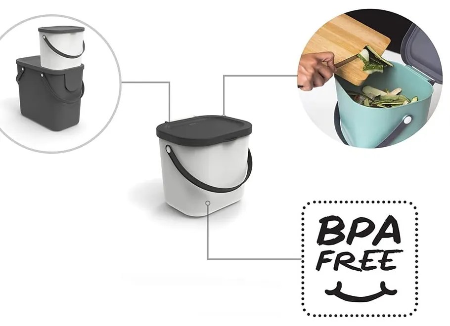 Тъмносив контейнер за компостируеми отпадъци 6 l Albula – Rotho