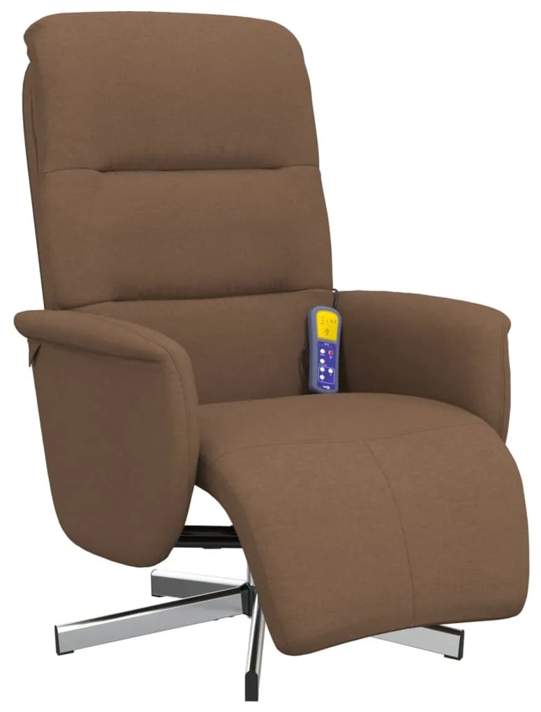 356576 vidaXL Масажен реклайнер стол с поставка за крака, кафяв, плат