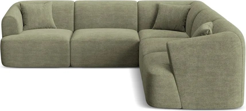 Зелен ъглов диван от рипсено кадифе Campi – Cosmopolitan Design