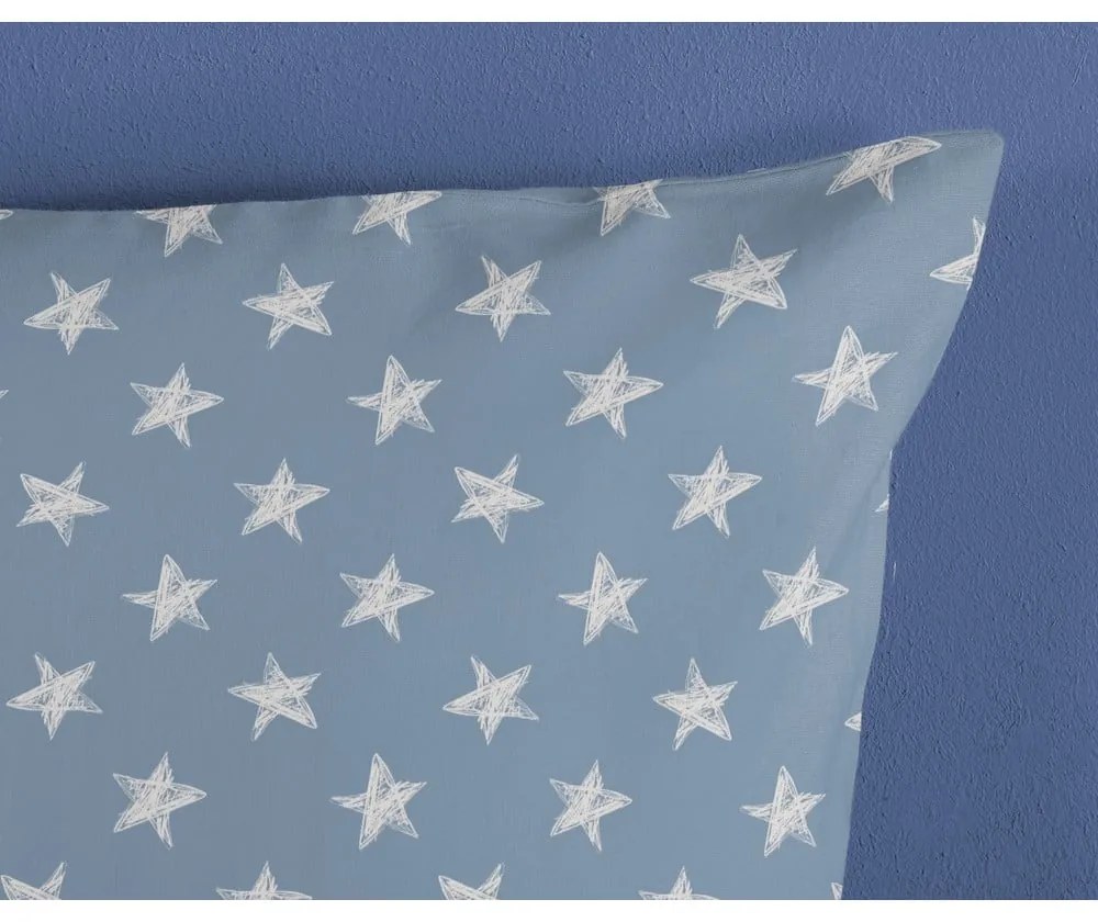 Синьо -бежово единично памучно детско спално бельо 140x200 cm Robo – Good Morning