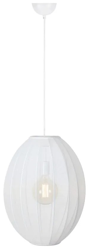 Бяло висящо осветително тяло с текстилен абажур ø 40 cm Florence – Markslöjd