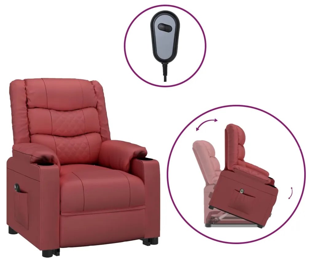 3143467 vidaXL Изправящ стол, виненочервен, изкуствена кожа