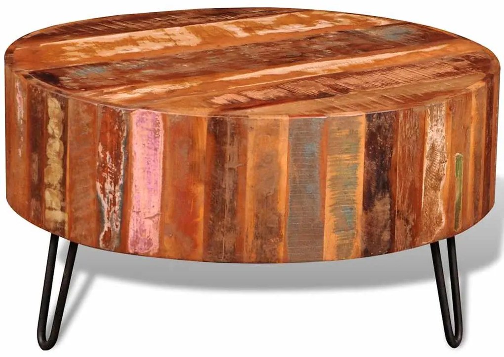 241626 vidaXL Маса за кафе, кръгла, масивно регенерирано дърво