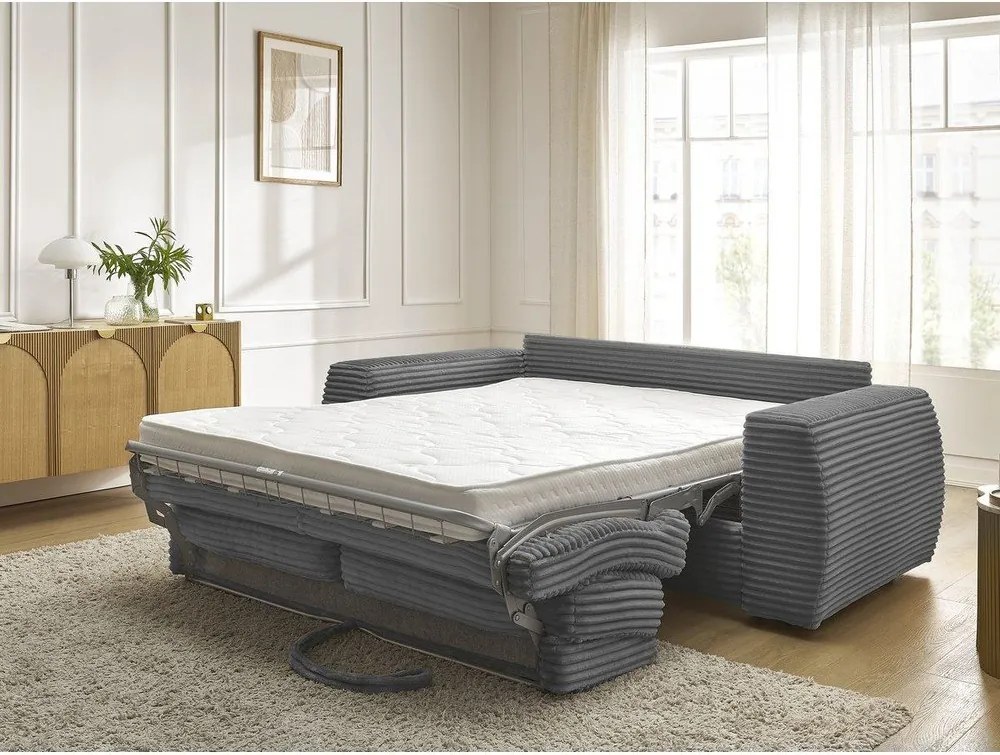 Тъмносив диван за ежедневно спане/сгъваем от рипсено кадифе 220 cm Hugo – Bobochic Paris