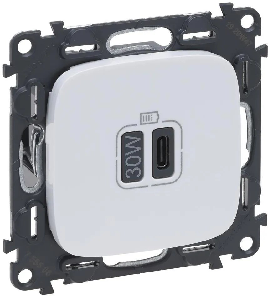 Legrand Розетка USB за зареждане тип C Power Delivery 30W цвят Бял Valena Allure (комплект с механизъм)  - 755506