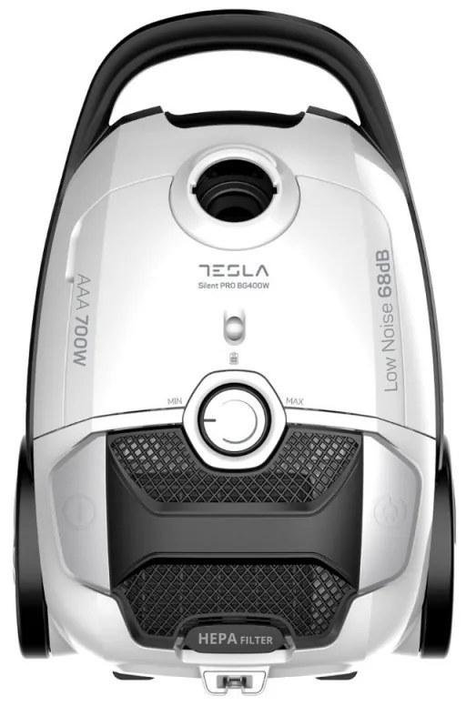 Прахосмукачка с торба Tesla BG400W Silent Pro, 800W, 3 литра, Антибактериален HEPA миещ се филтър, 68 dB, Сив