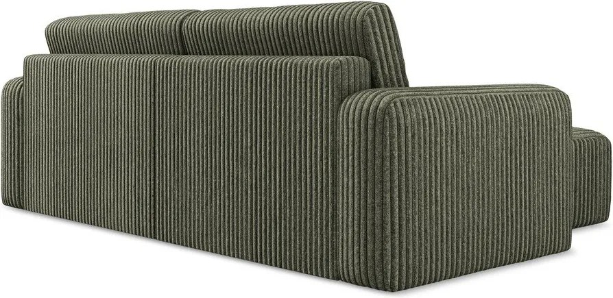 Зелен сгъваем/с място за съхранение ъглов диван от рипсено кадифе (ляв ъгъл) Kona – Makamii