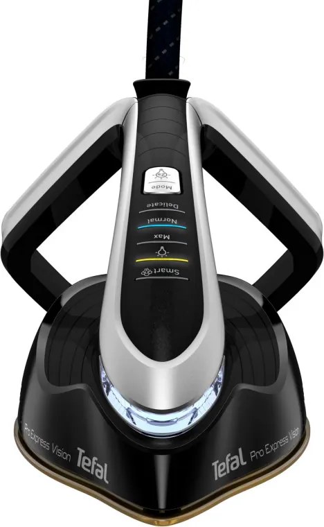 Парогенератор Tefal Pro Express Vision GV9821E0, 3000 W, 9 bar, 1.2 л, 800 g/min, Smart Steam, Система против капене и варовик, Вертикално гладене, Черен/сив