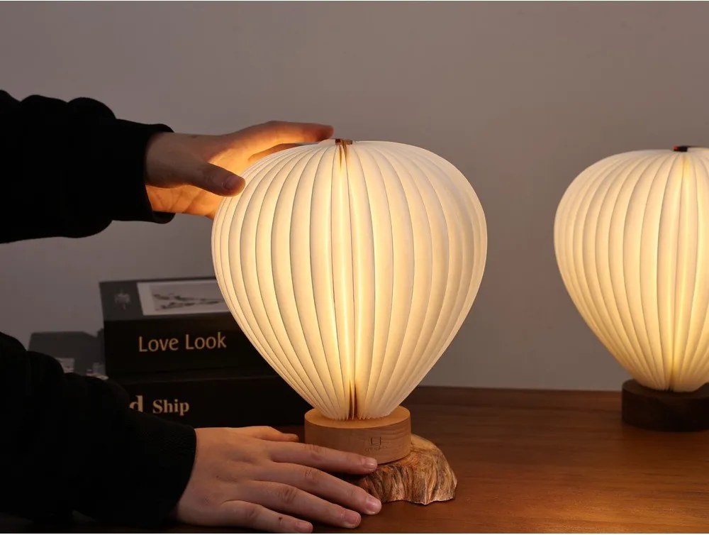 Бяла LED затъмняваща се настолна лампа с хартиен абажур (височина 20 cm) Aeris – Gingko