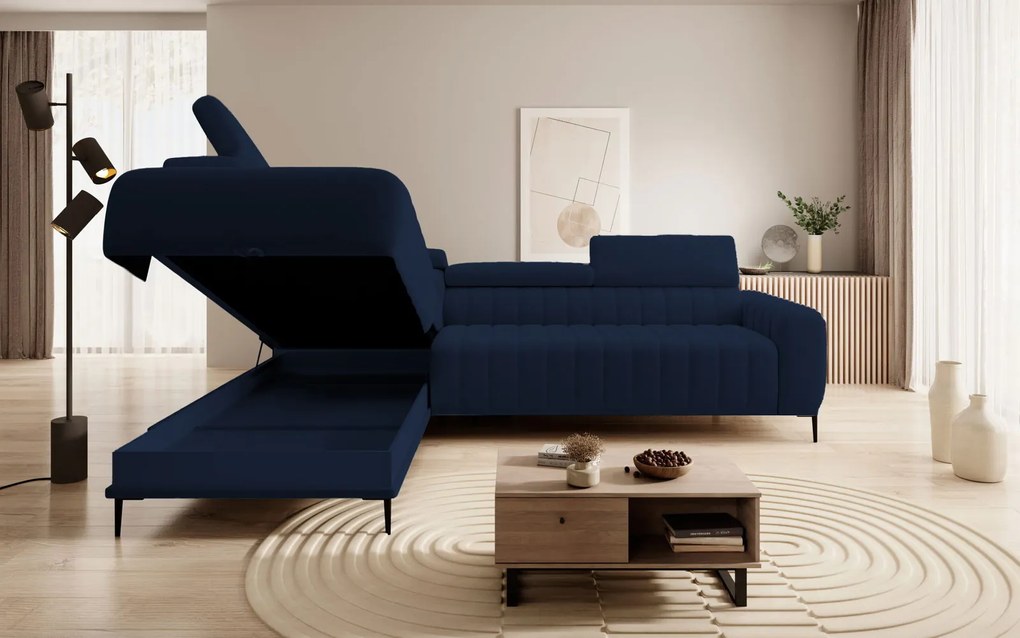 Ъглов диван Елизия-син-десен