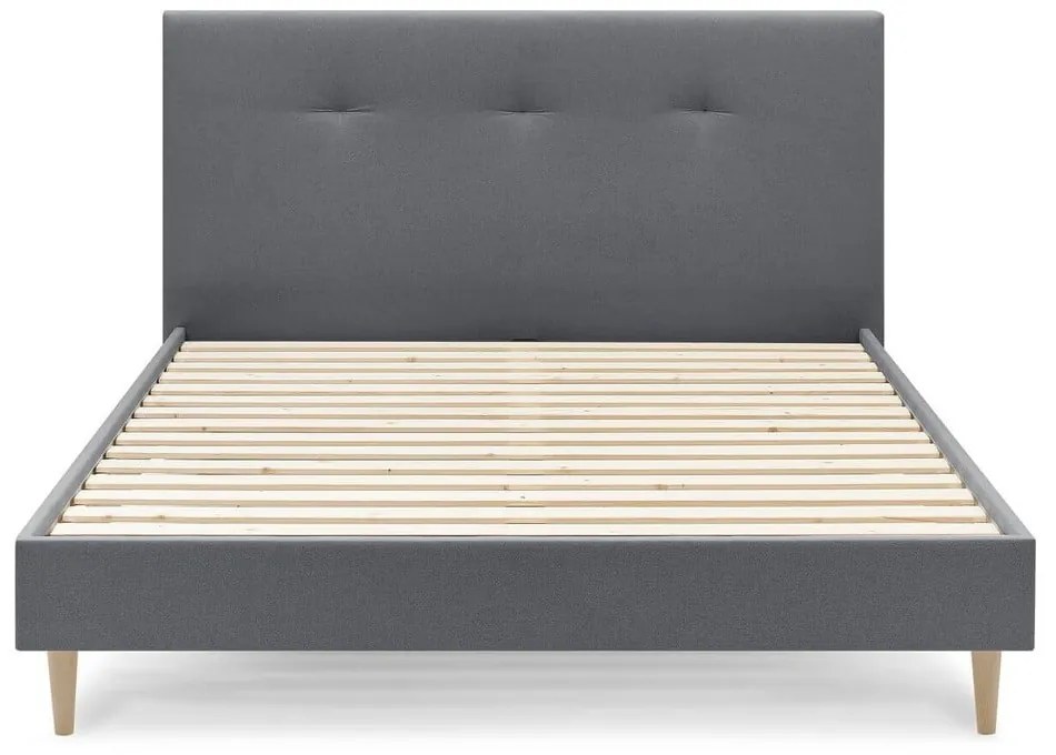 Сиво тапицирано двойно легло с решетка 180x200 cm Tory - Bobochic Paris