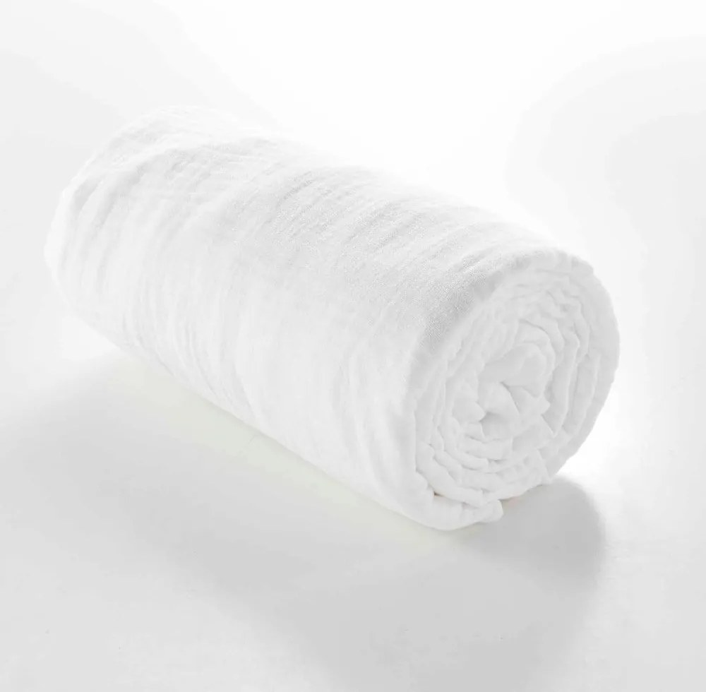 Бял еластичен муселинов чаршаф 160x200 cm Angelia – douceur d'intérieur