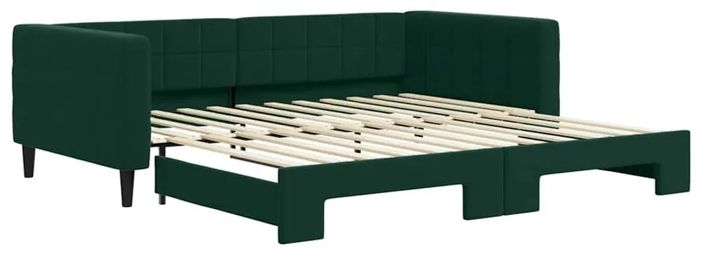 3196700 vidaXL Канапе с изтеглящо легло тъмнозелено 100x200 см кадифе