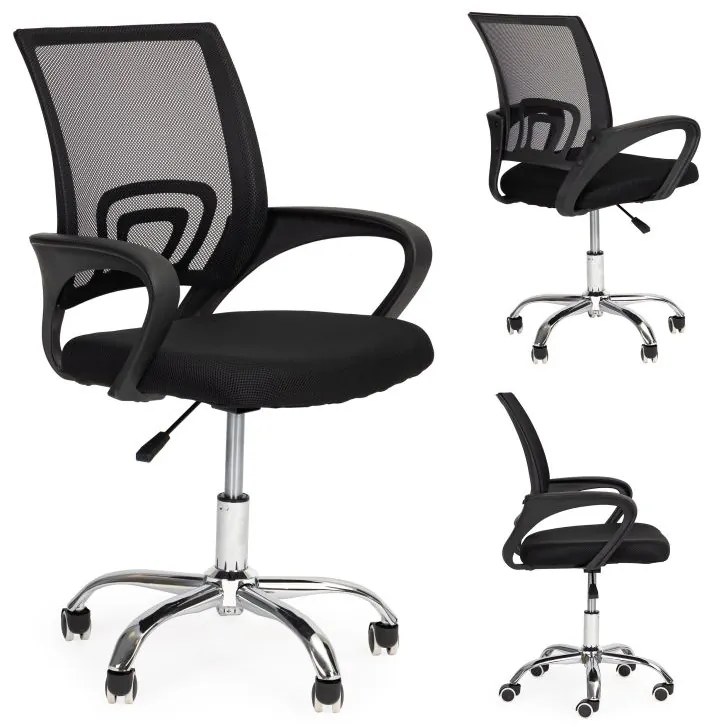 Ергономичен офис стол в черно с метална основа