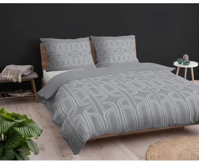 Фланелени чаршафи - сиви с геометричен мотив 2 части: 1 бр. 140x200 + 1 бр. 70x80