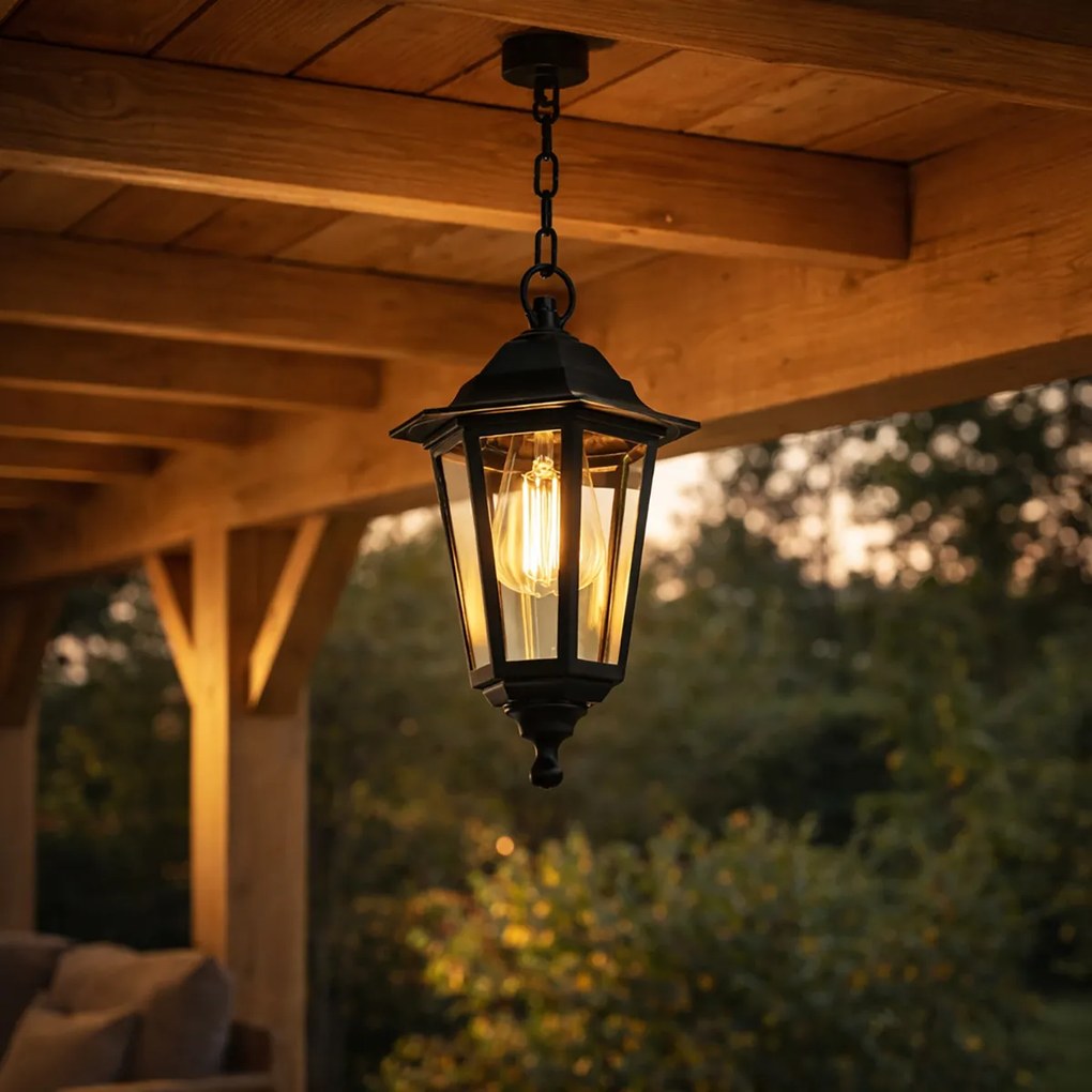 Висяща лампа за външен монтаж черна - New Haven