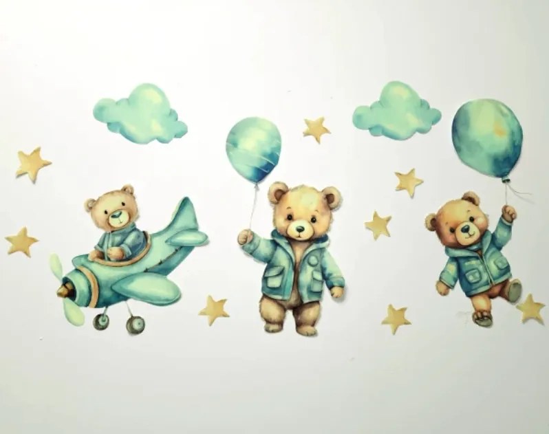 Вълшебни светещи стикери за деца - сини мечета Šírka: 60 cm | Dĺžka: 120 cm