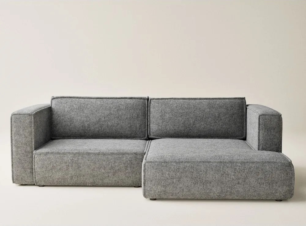 Сив шенилов сгъваем/с място за съхранение ъглов диван (десен ъгъл) Velto – Maison de Rêve