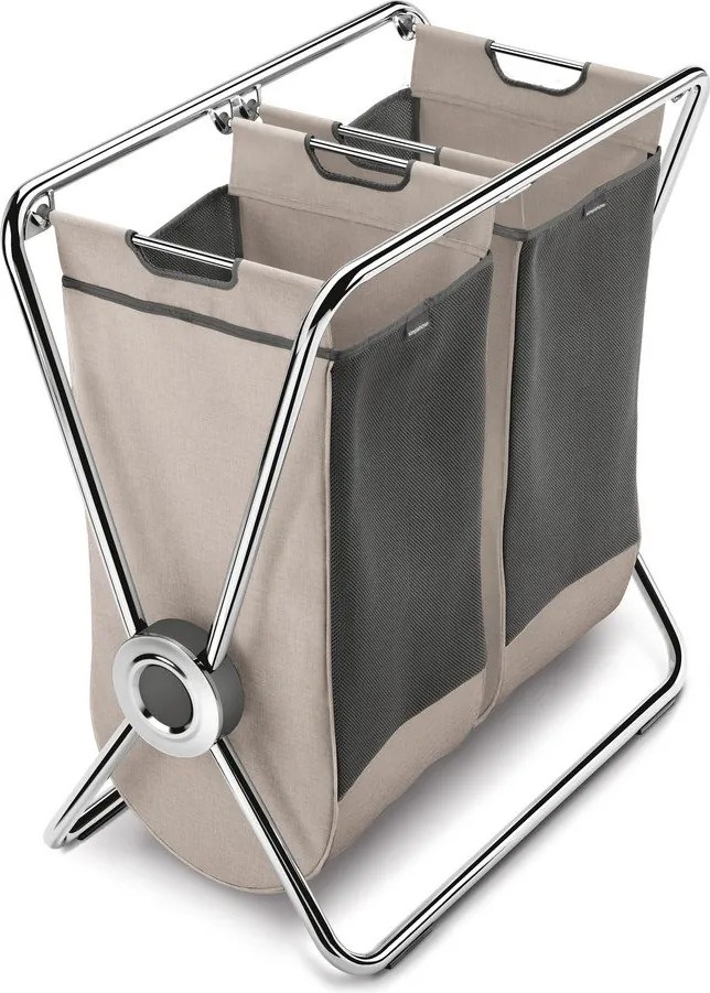 Светлокафяв текстилен сгъваем кош за пране 200 l – simplehuman