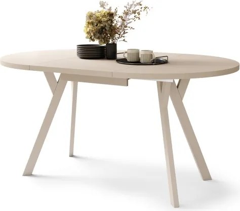 АЛМО Бежово/бежови крака - КРЪГЛА РАЗТЕГАТЕЛНА МАСА С Y-ОБРАЗНИ КРАКА В ЛОФТ/ИНДУСТРИАЛЕН СТИЛ ЗА ХОЛ ИЛИ ТРАПЕЗАРИЯ