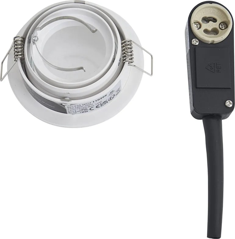 Комплект от 6 модерни вградени спота бели, въртящи се и накланящи се IP44 - Chuck