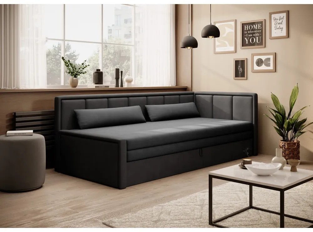 Тъмносив шенилов разтегателен диван с място за съхранение 214 cm Fulgeo – ELTAP