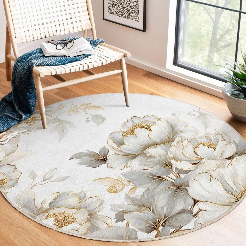 Светлосиво-бежов кръгъл килим подходящ за пране ø 150 cm Soft and Gentle – Mila Home