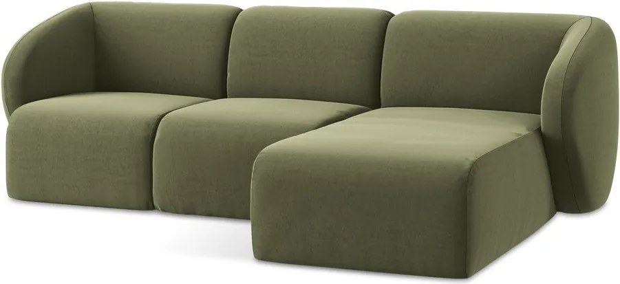 Зелен кадифен ъглов диван (десен ъгъл) Lani – Makamii