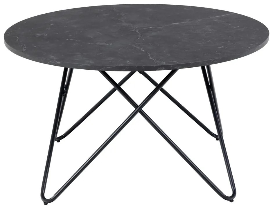 Черна кръгла масичка за кафе с плот от имитация на мрамор ø 80 cm Wyre – Actona