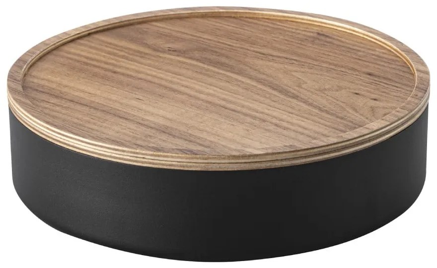 Черна метална кутия за съхранение с капак ø 22x6 cm Rin – YAMAZAKI