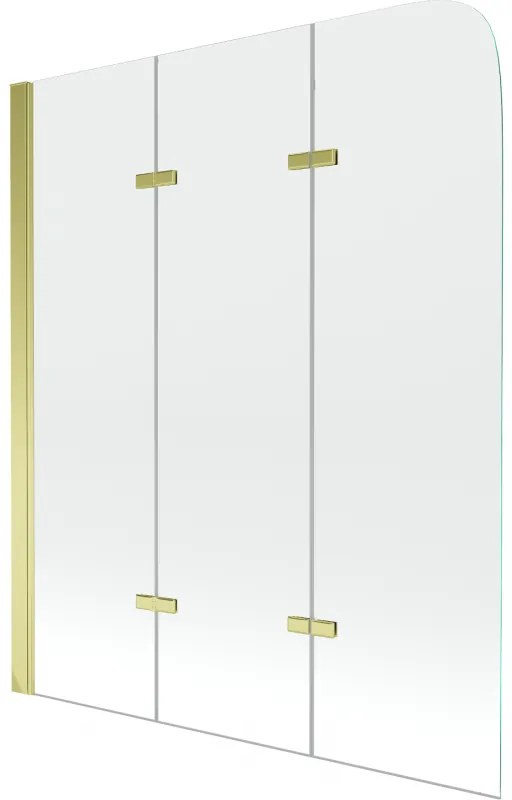 Mexen Felix преграда за вана 3-крилат 120 x 140 см, прозрачен, златен - 890-120-003-50-00