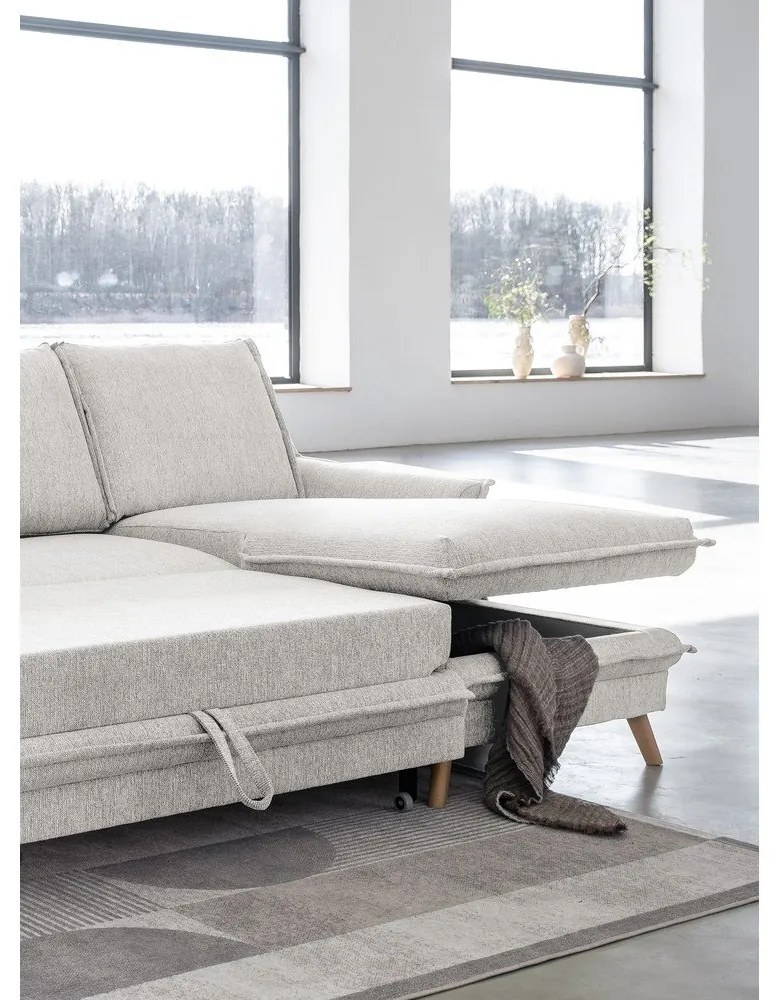 Бежов разтегателен ъглов диван (десен ъгъл) Charming Charlie – Miuform