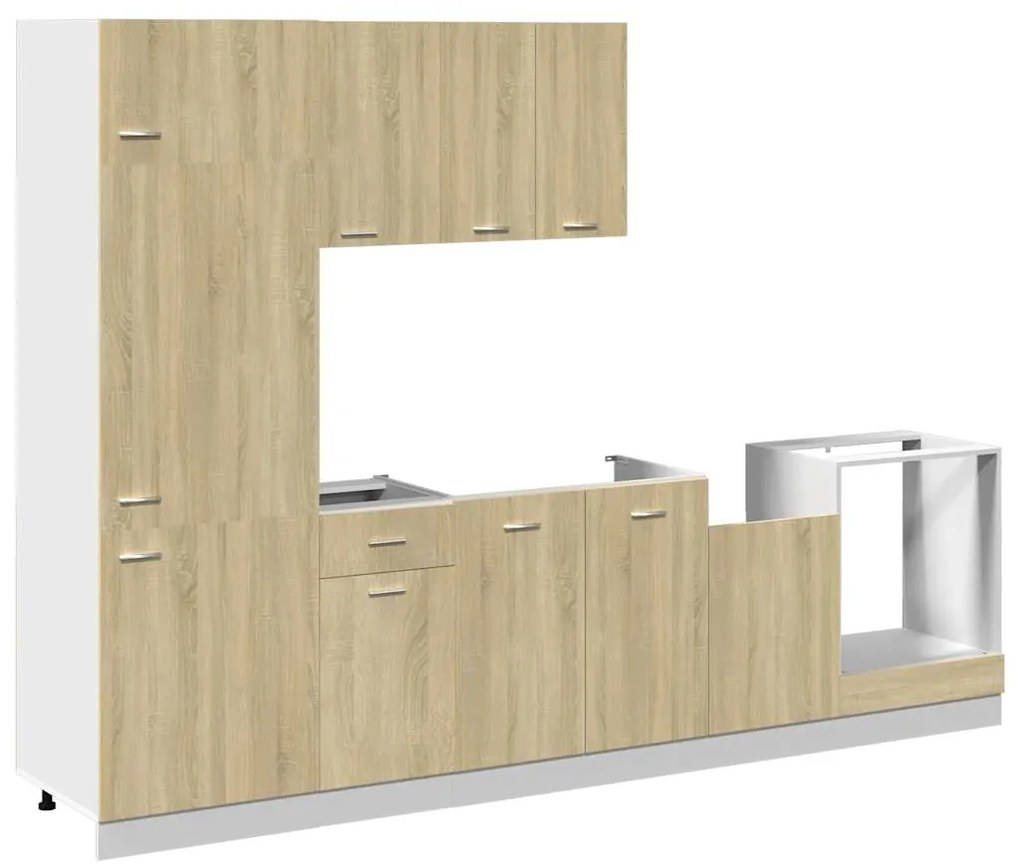 3307654 vidaXL Комплект кухненски шкафове, 7 части, "Lyon", дъб сонома, инженерно дърво