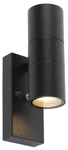 Външна стенна лампа черна 2-светлина IP44 със сензор за здрач - Duo