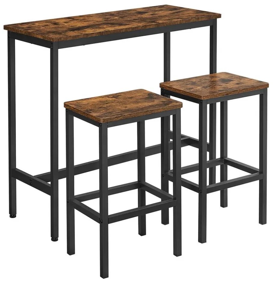 Комплект барна маса и 2x барни стола BARTIS кафяв/черен