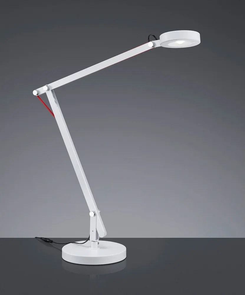 Бяла LED настолна лампа с огъваща се структура (височина 90 cm) Amsterdam – Trio