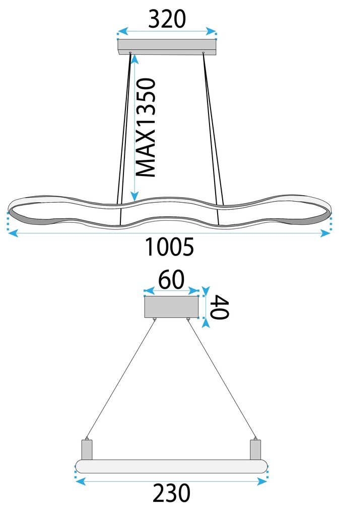 LED висяща лампа за таван LHJ027-CP 100 см златиста