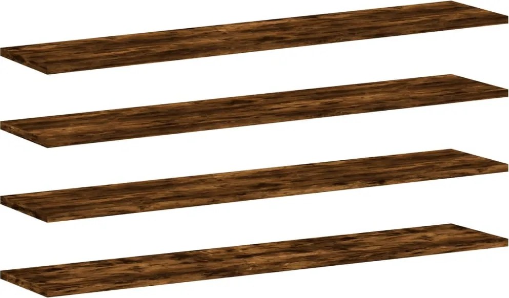838291 vidaXL Стенни рафтове 4 бр опушен дъб 100x20x1,5 см инженерно дърво