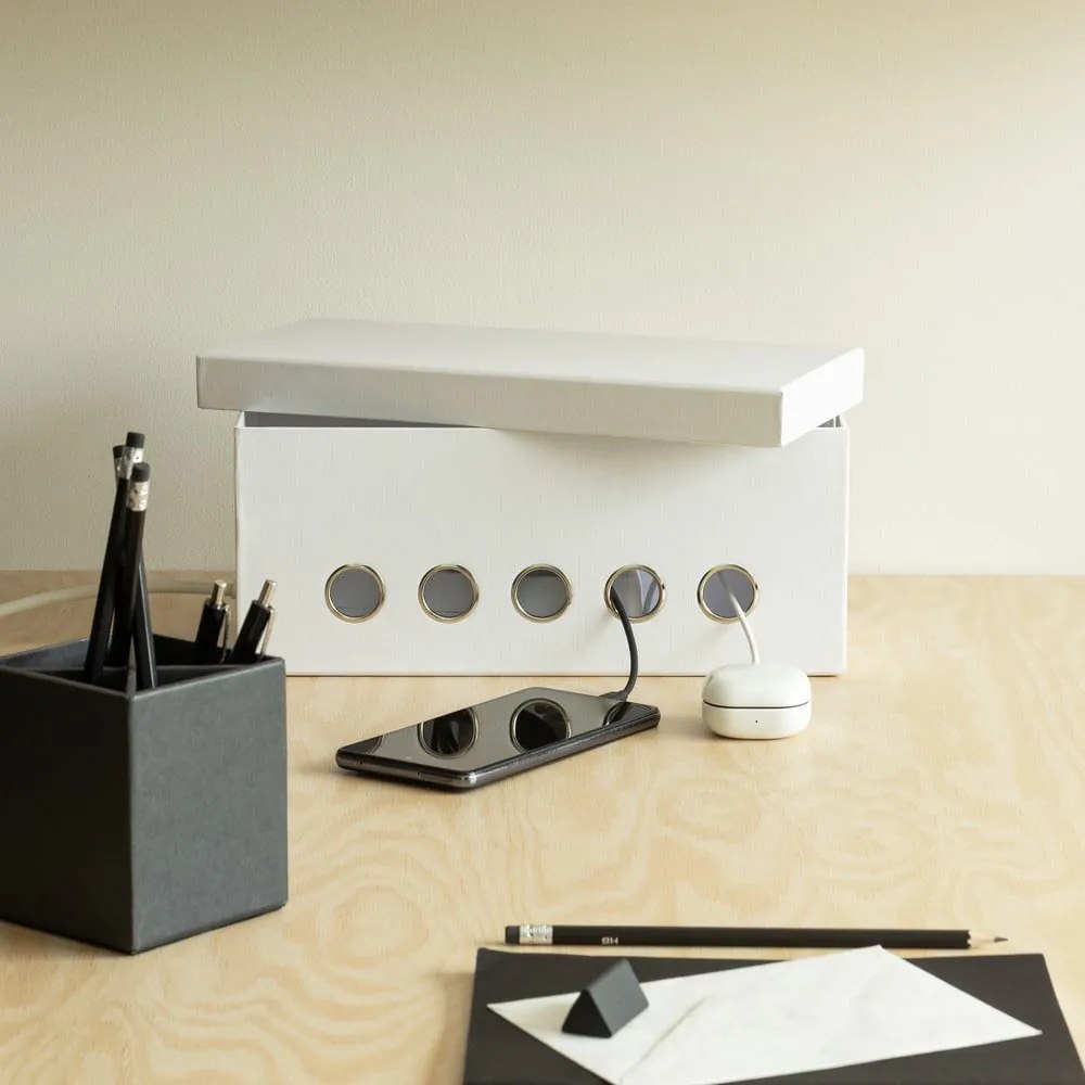 Бял картонен органайзер за кабели Cordy Paper Laminate – Bigso
