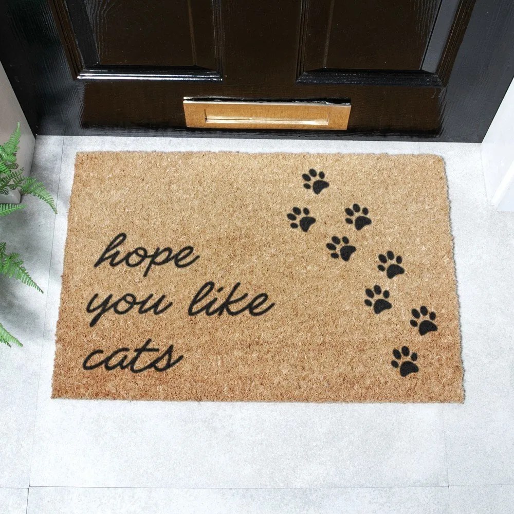 Изтривалка от кокосови влакна 60x90 cm Hope You Like Cats – Artsy Doormats