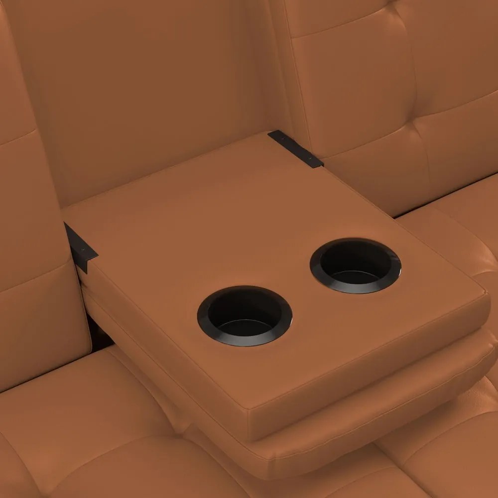 Кафяв разтегателен диван от изкуствена кожа 191 cm Maine – Støraa