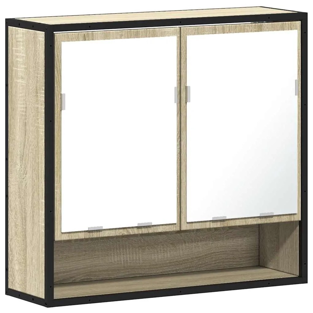 849260 vidaXL Шкаф за баня с огледало, дъб сонома, 65x20x60 см, инженерно дърво
