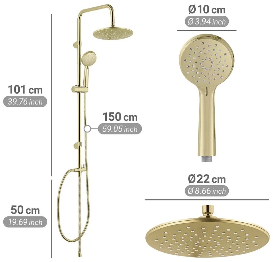 Матово златист душ комплект от неръждаема стомана 101 cm Young Line – Wenko