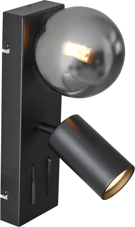 Модерна стенна лампа черна 2 светлини с накланяне и USB-C порт - Lesly