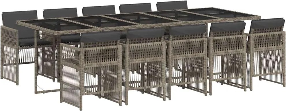 3210932 vidaXL Градински комплект с възглавници 11 части сив полиратан