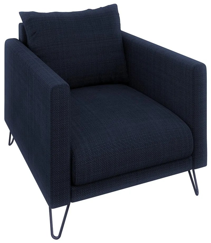Тъмносиньо шенилово кресло Freya – Ropez